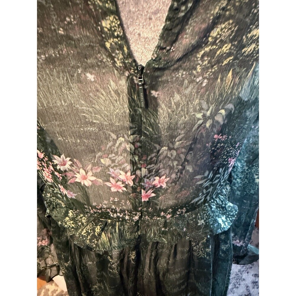 Ted Baker Green Floral-print Chiffon Mini Dress - Picture 5 of 10